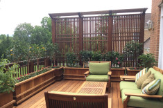 Extended panels provide screening and privacy on this second floor deck