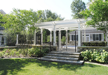 Fence and gates provide a secure enclosure surrounding the pool deck