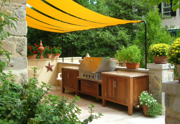 Close up of outdoor kitchen on upper terrace